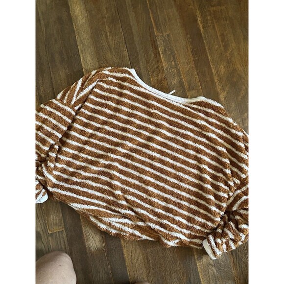 Free People Breton Striped Pullover Sweater Medium M Autumn Peal - Picture 6 of 7